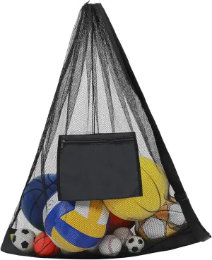 VICASKY Mesh Sports Bag Large Ball Net Bag for Football Basketball Soccer Volleyball Shoulder Straps and Zippered Pocket