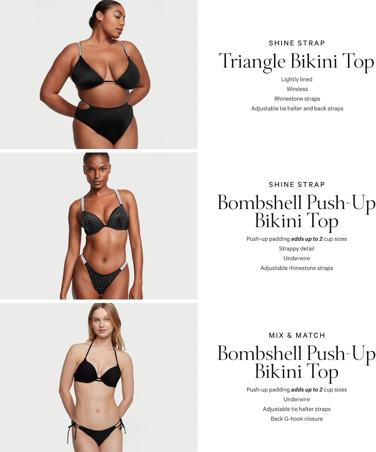 Victoria's Secret Mix-and-Match Bombshell Push Up Bikini Top, Add 2 Cups (32A-38DD)
