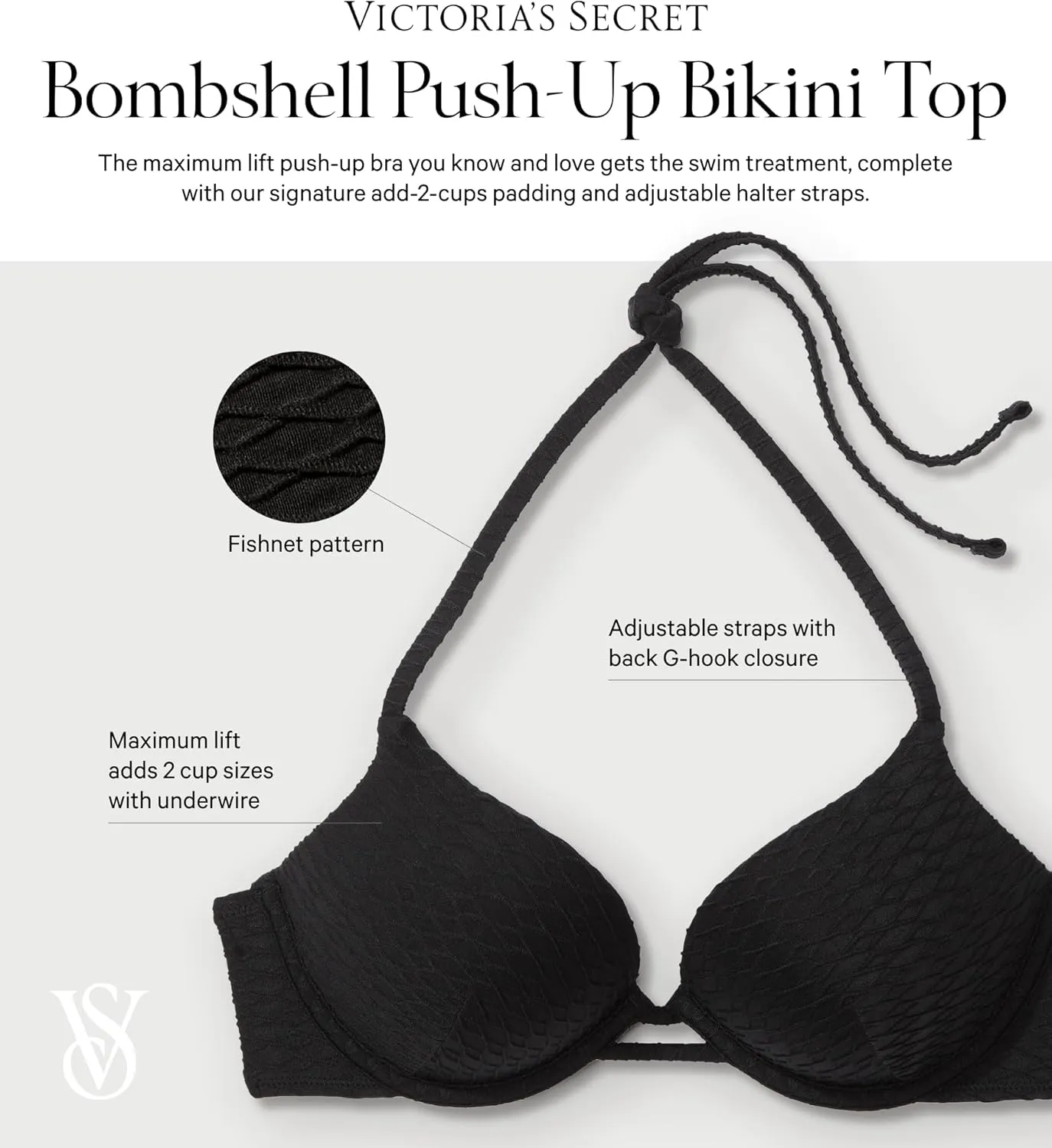 Victoria's Secret Mix-and-Match Bombshell Push Up Bikini Top, Add 2 Cups (32A-38DD)