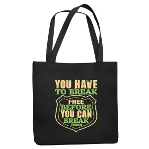 Victory Day Gift For Motivated Minds Break Free For Break Through Navy Black Multicolor Canvas Tote Bag