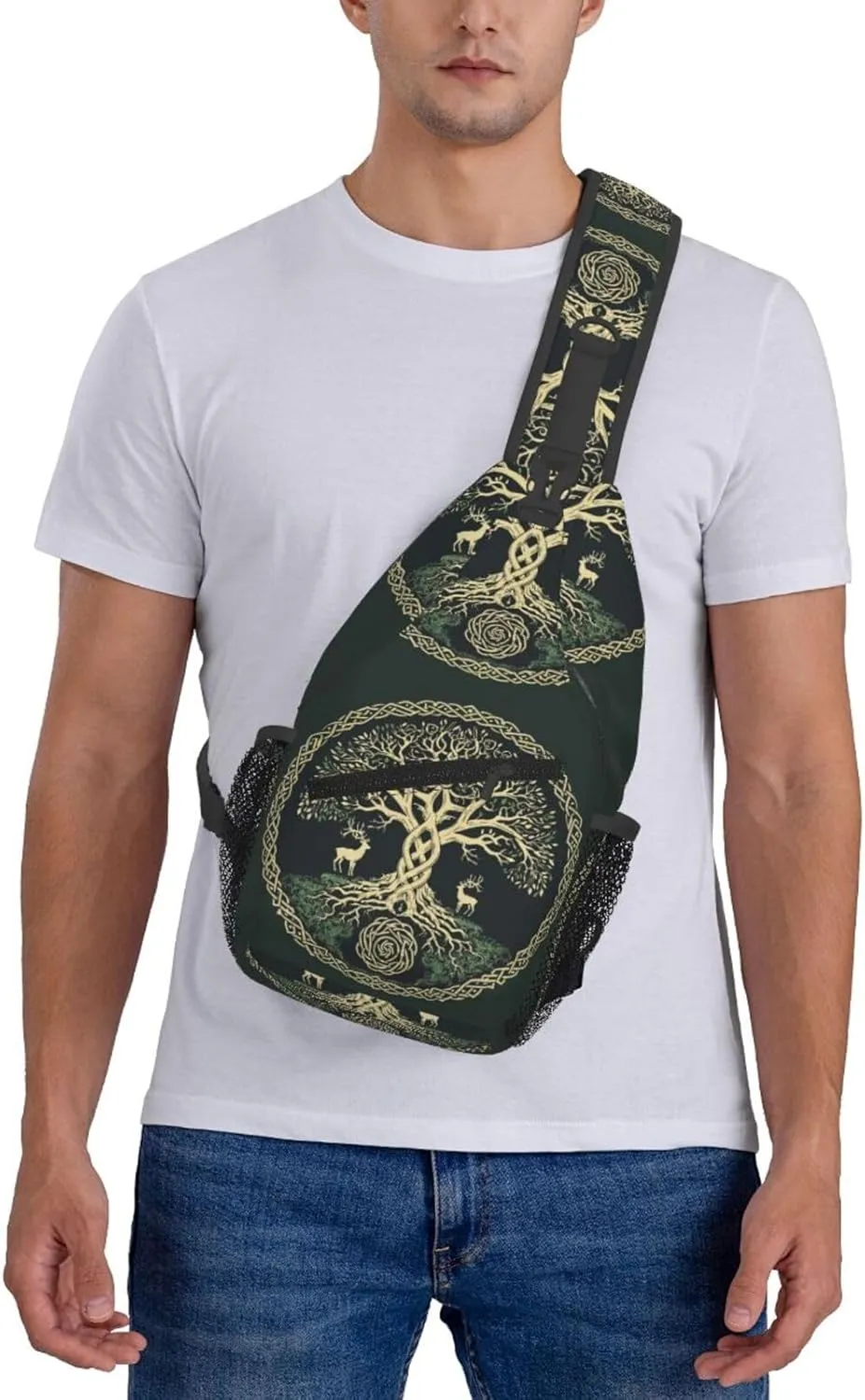 Viking Symbol Tree Life Outdoor Crossbody Shoulder Bag For Unisex Young Adult Hiking Bicycling