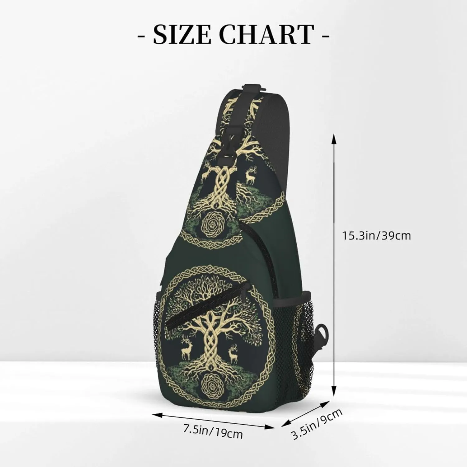 Viking Symbol Tree Life Outdoor Crossbody Shoulder Bag For Unisex Young Adult Hiking Bicycling