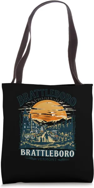 Vintage Brattleboro Vermont Sunset Skyline Cityscape Tote Bag