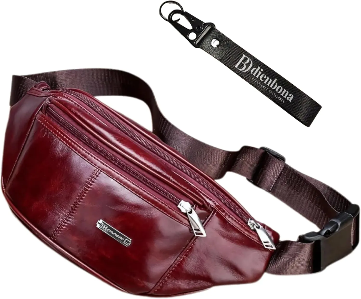 Vintage Genuine Leather Fanny Pack with Key Ring – Spacious Crossbody Sling Bag for Men and Women, Ideal for everyday carry and Travel (Oxblood)
