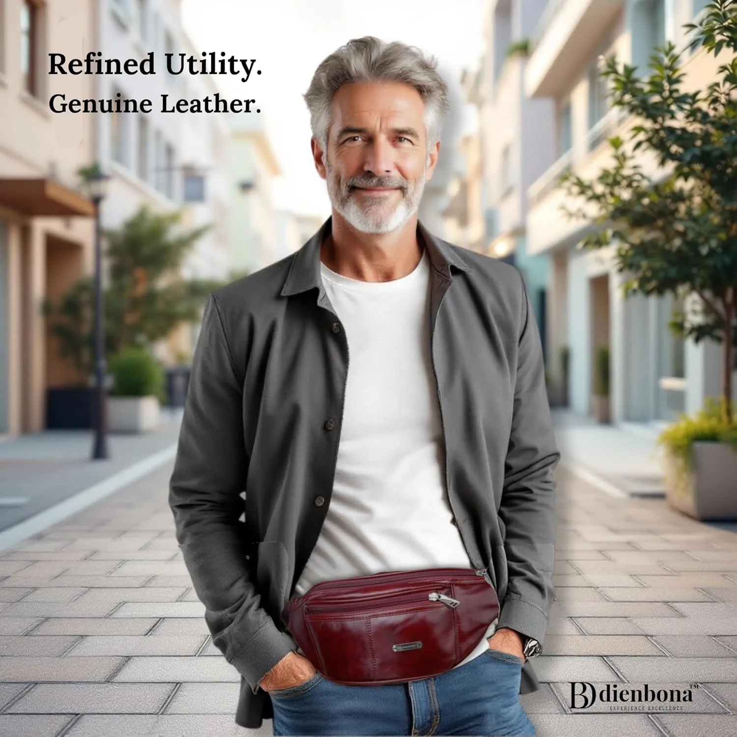 Vintage Genuine Leather Fanny Pack with Key Ring – Spacious Crossbody Sling Bag for Men and Women, Ideal for everyday carry and Travel (Oxblood)