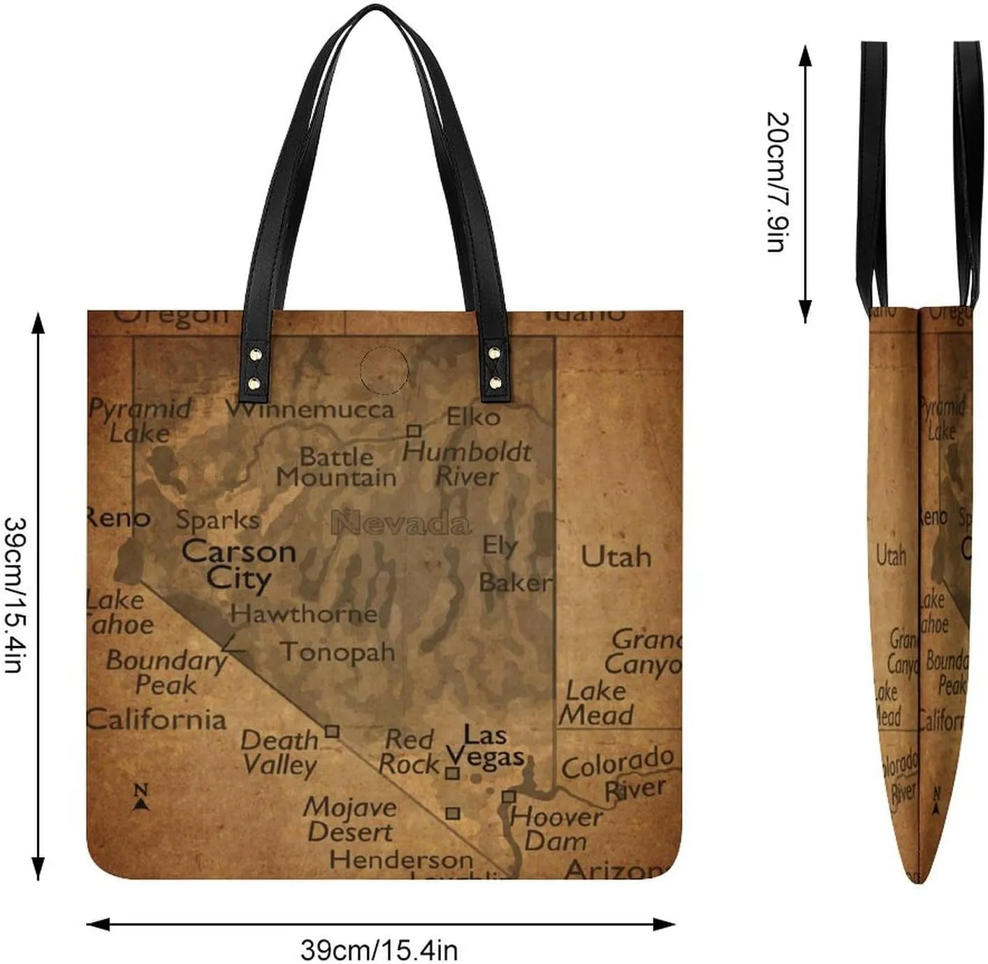 Vintage Maps of New Jersey Leather Handbags Shoping Bag Women Large Capacity Beach Bag