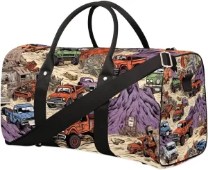 Vintage Race Cars Travel Duffel Bag for Women Men Waterproof Foldable Overnight Weekender Bag Large Capacity Sports Gym Bag
