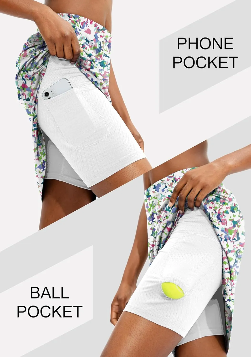 Viodia Women's 20" Knee Length Skorts Skirts UPF50  Athletic Tennis Golf Skirt for Women Casual Summer Skirts