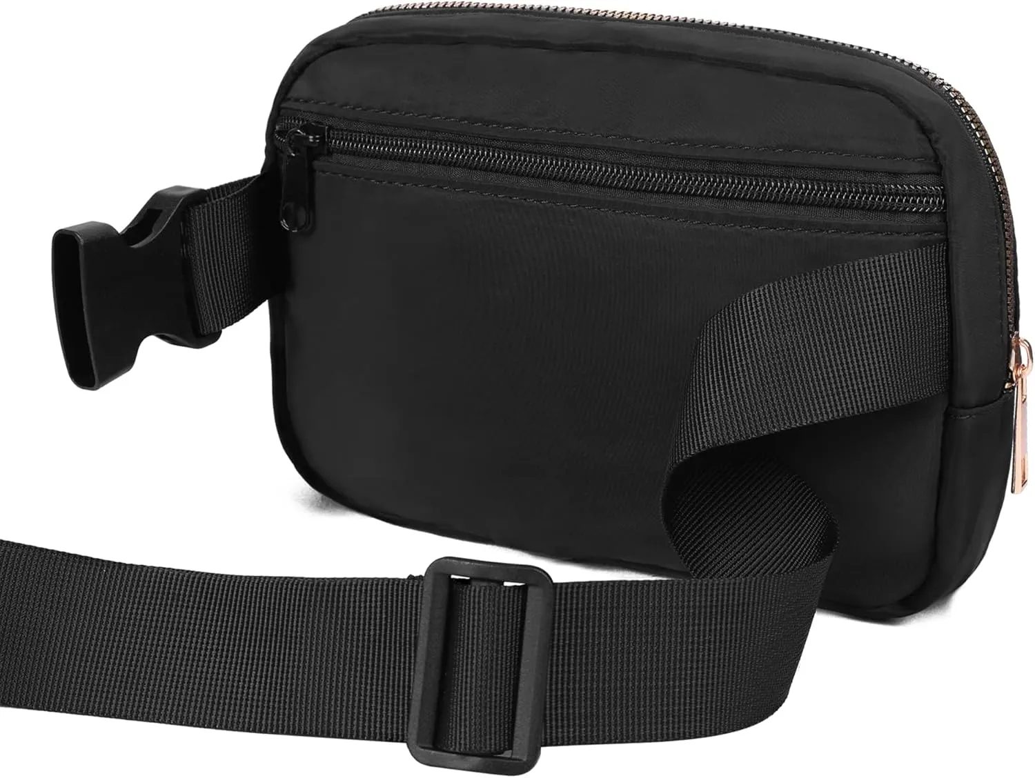 VKIOIP 2 Pack Unisex Fanny Pack Waist Belt Bag with Adjustable Strap,Hands Free Crossbody Fanny Bag with Zipper for Woman and Man,for Hiking,Running,Sports Gifts(Black & Khaki)