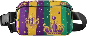 Waist Bag Fanny Pack, Multipurpose Women Men Bum Belt Bags with Adjustable Strap, Mardi Gras Carnival Crowns Tie Crowns, Waterproof Croose Body Purse for Travel Gym Work
