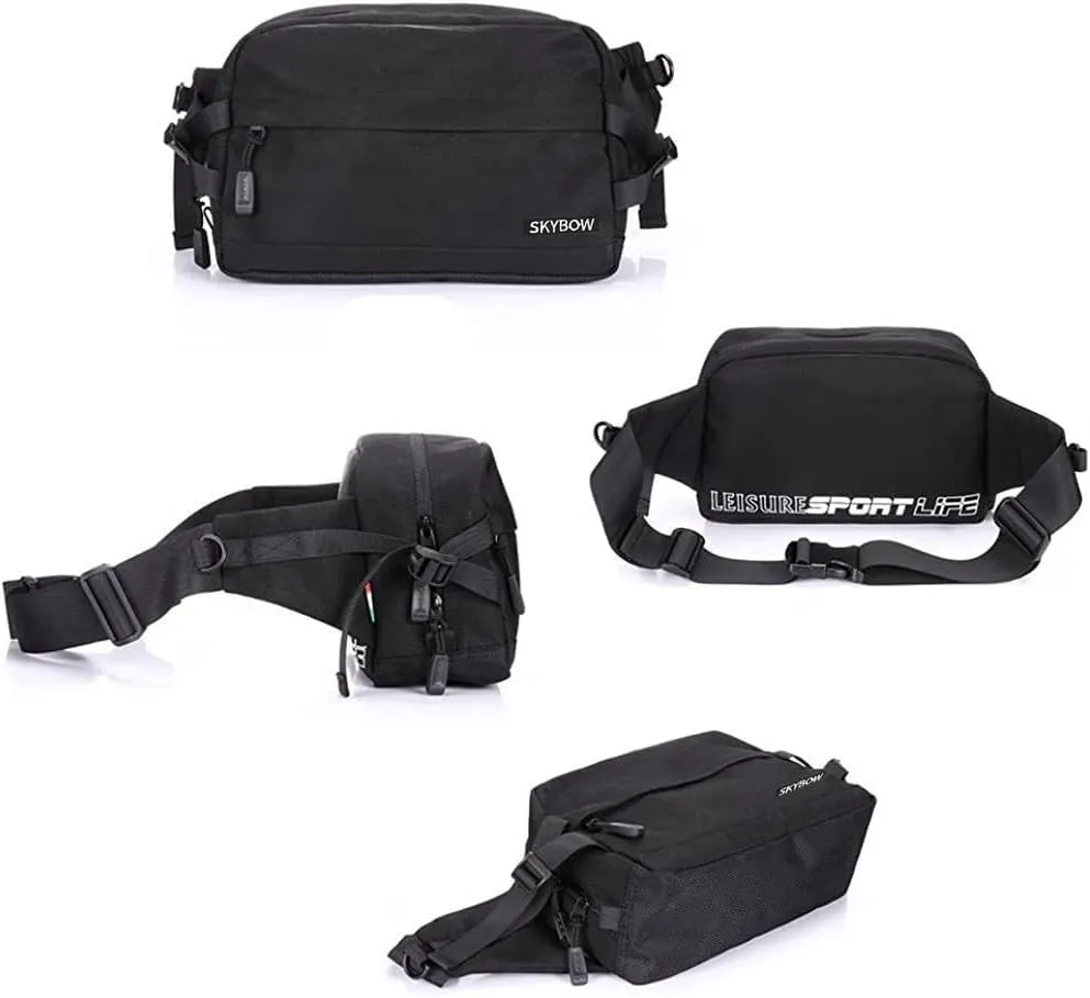 Waist Pack Bag Large Fanny Pack for Men&Women Waterproof Outdoor Casual Hip Bag Bum Bag work Traveling Hiking Cycling (BLACK)