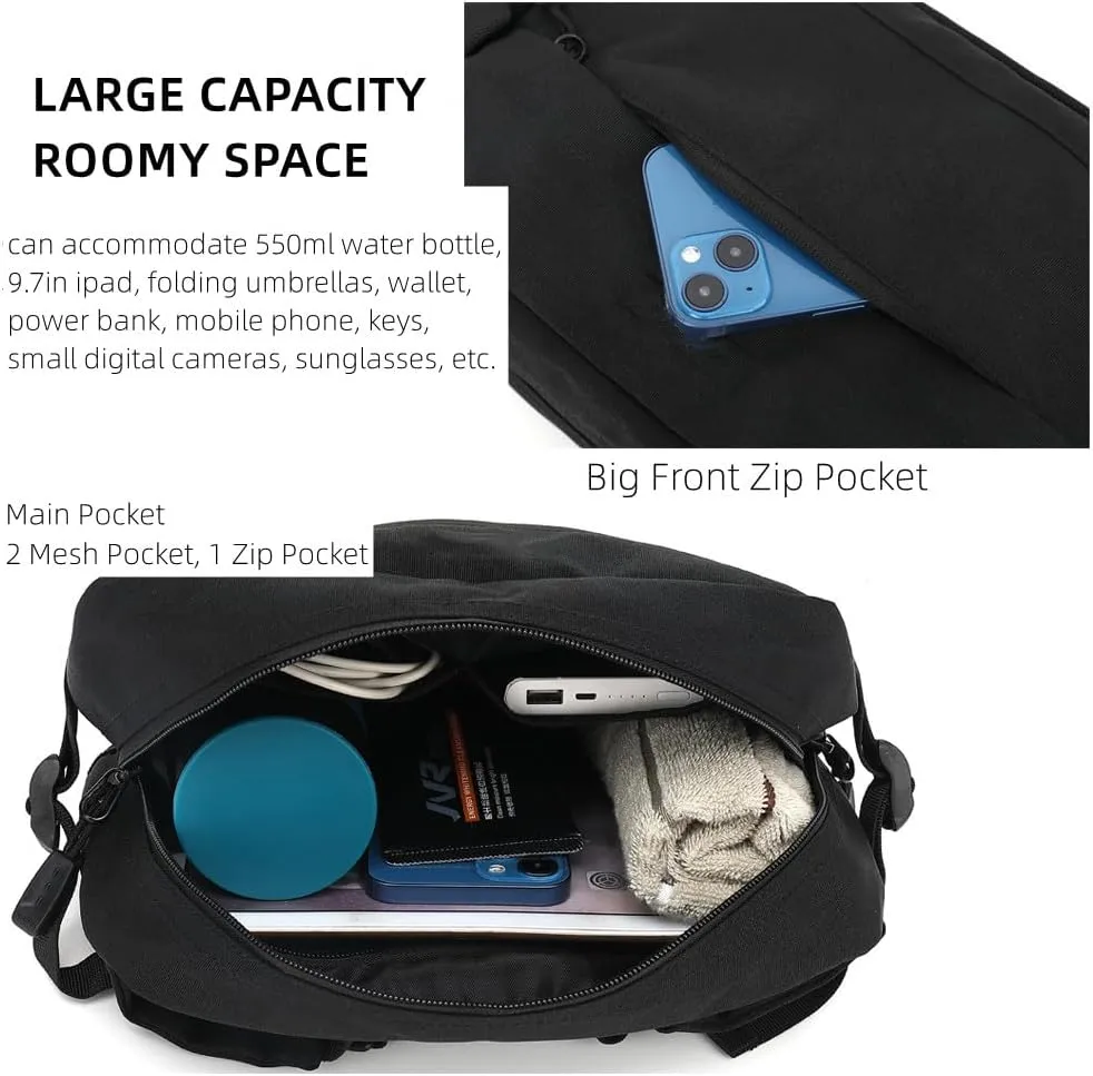 Waist Pack Bag Large Fanny Pack for Men&Women Waterproof Outdoor Casual Hip Bag Bum Bag work Traveling Hiking Cycling (BLACK)