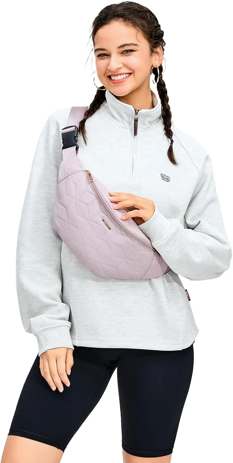 Waist Packs for Women: Large Capacity Bag with Adjustable Strap Fashion Waist Bag for Ladies Sling Backpack for Work Outdoors Waist Light Purple
