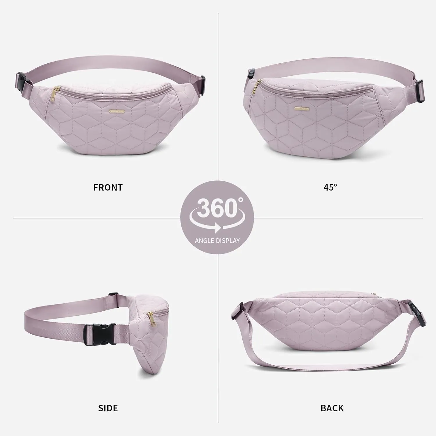 Waist Packs for Women: Large Capacity Bag with Adjustable Strap Fashion Waist Bag for Ladies Sling Backpack for Work Outdoors Waist Light Purple
