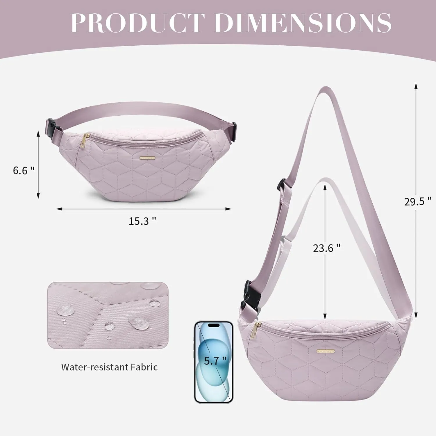 Waist Packs for Women: Large Capacity Bag with Adjustable Strap Fashion Waist Bag for Ladies Sling Backpack for Work Outdoors Waist Light Purple