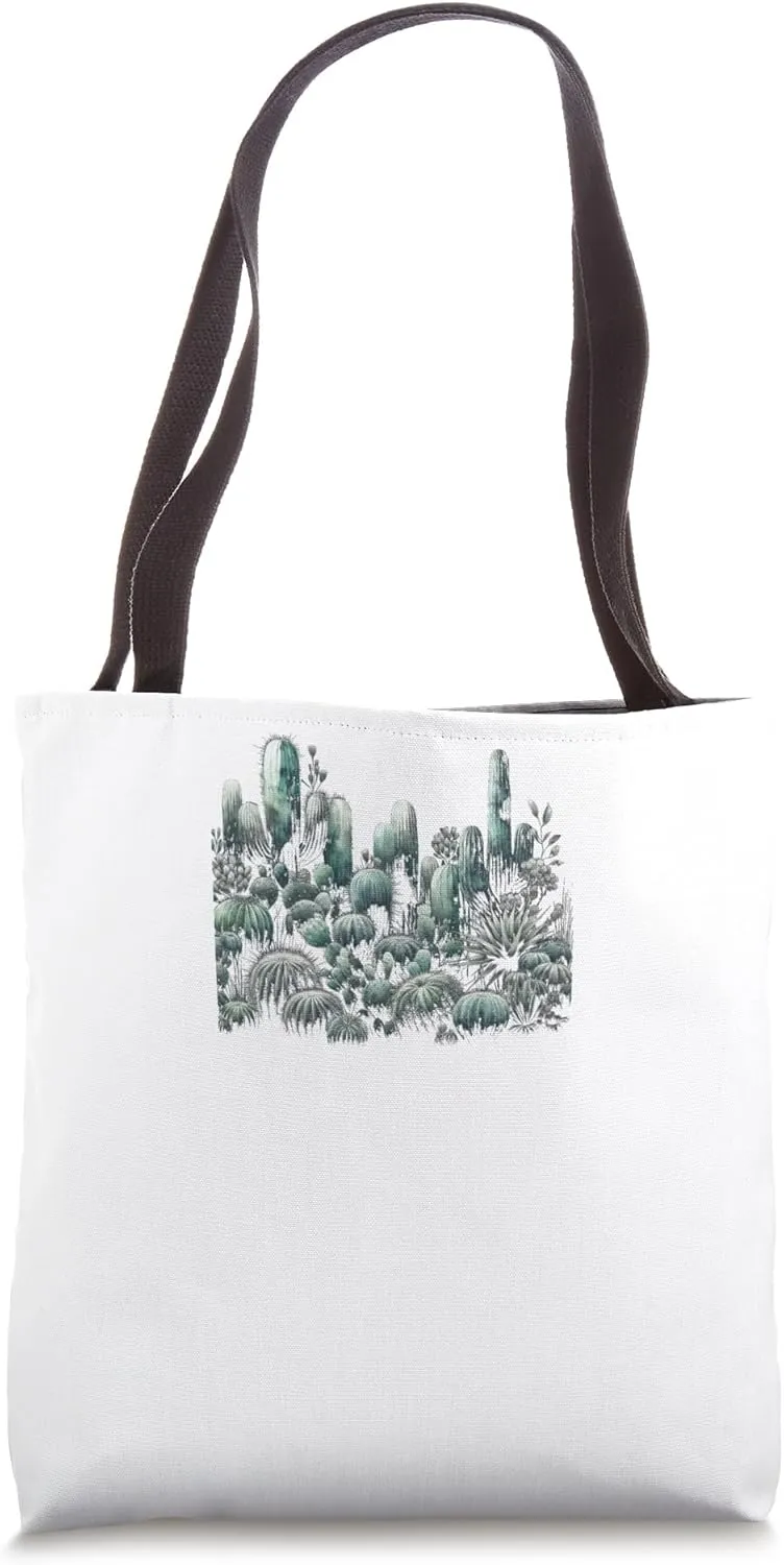 Watercolor Cactus Design Tote Bag
