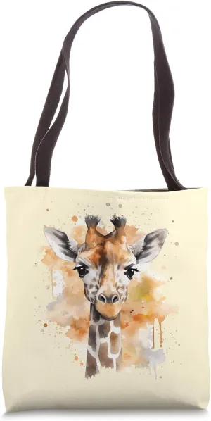 Watercolor Giraffe - Colorful Safari Wildlife Art Tote Bag