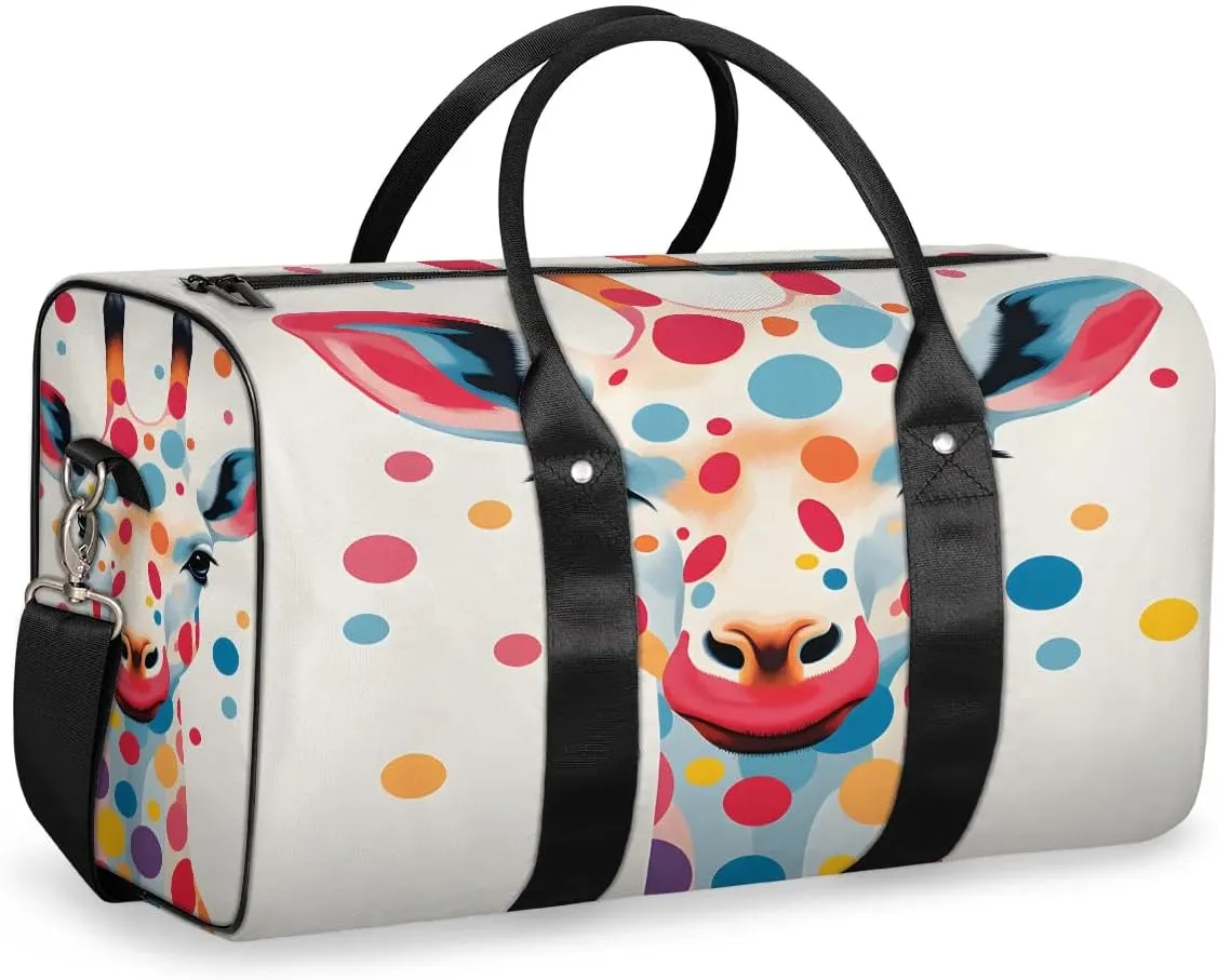 Watercolor Giraffe Travel Duffel Bag for Women Men Waterproof Foldable Overnight Weekender Bag Large Capacity Sports Gym Bag