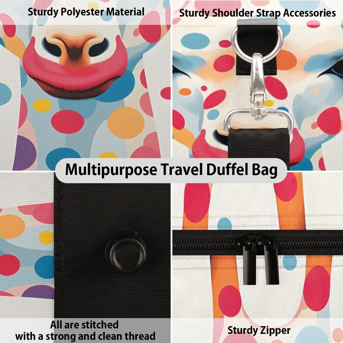 Watercolor Giraffe Travel Duffel Bag for Women Men Waterproof Foldable Overnight Weekender Bag Large Capacity Sports Gym Bag
