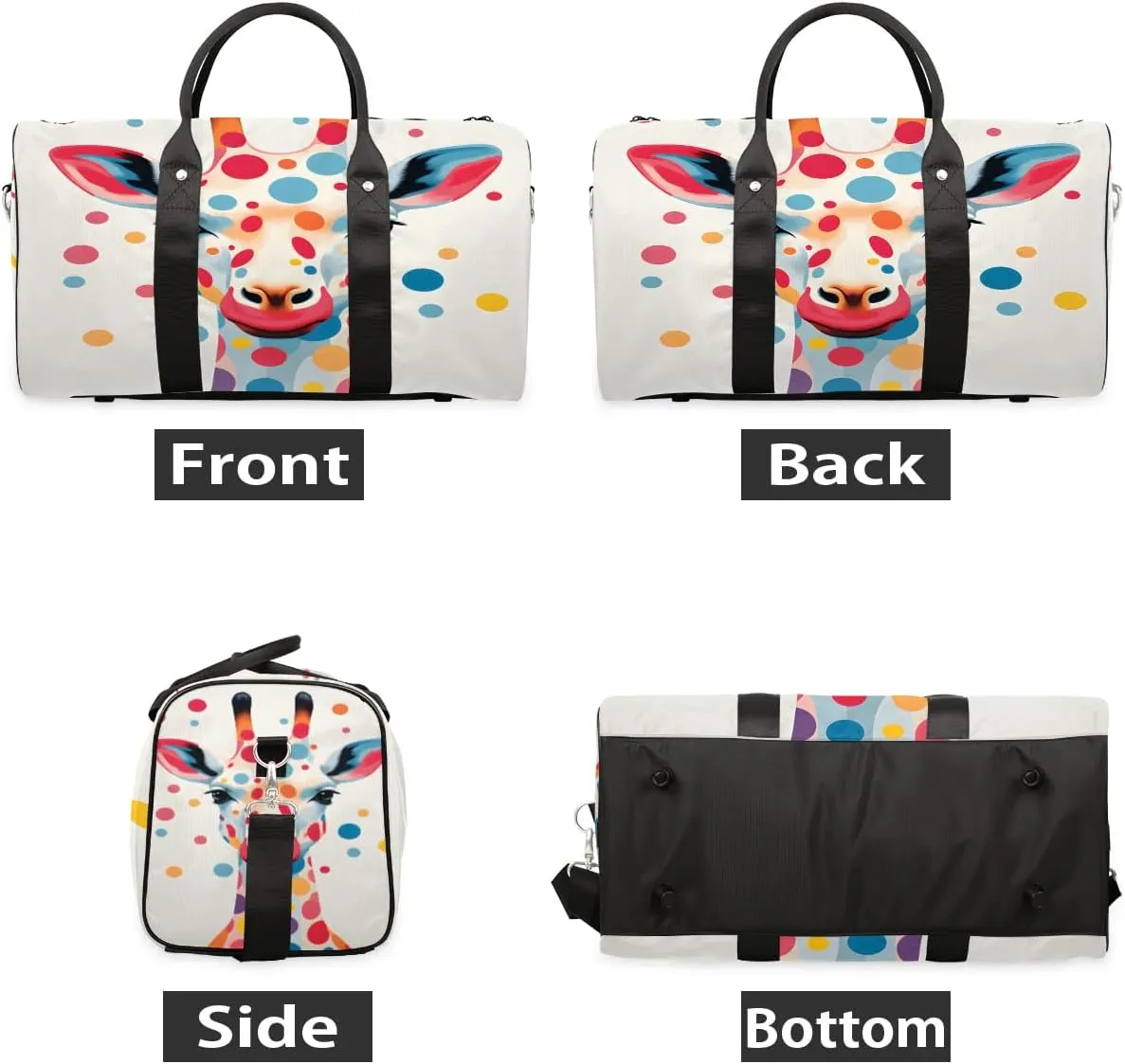 Watercolor Giraffe Travel Duffel Bag for Women Men Waterproof Foldable Overnight Weekender Bag Large Capacity Sports Gym Bag