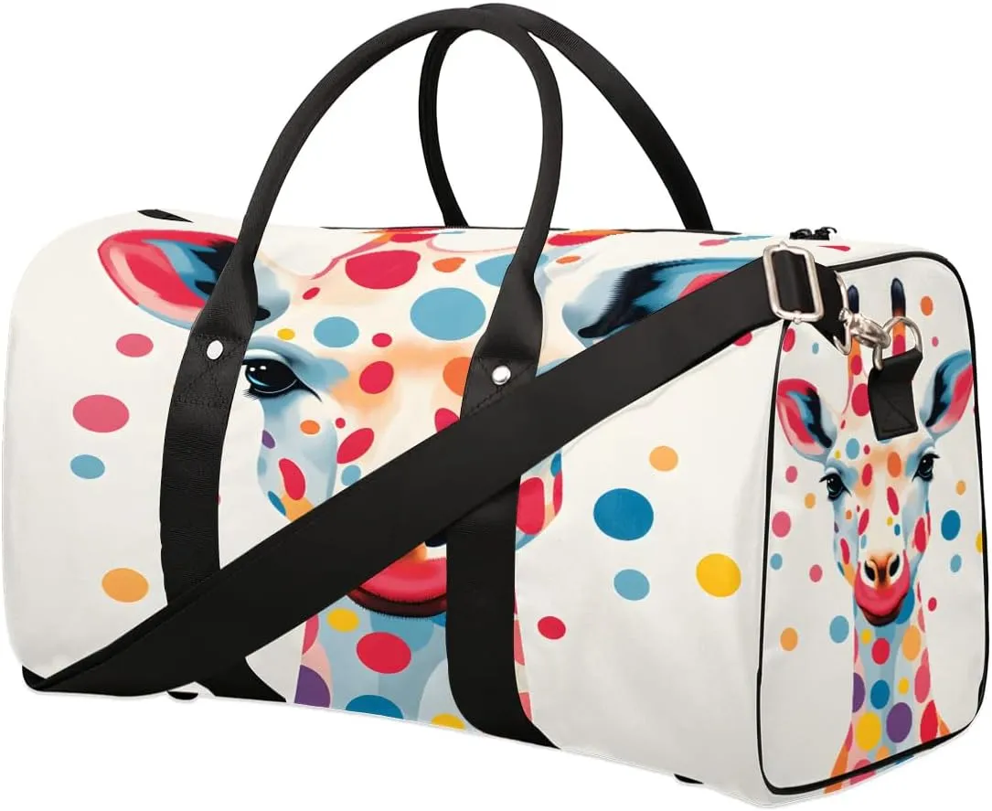 Watercolor Giraffe Travel Duffel Bag for Women Men Waterproof Foldable Overnight Weekender Bag Large Capacity Sports Gym Bag
