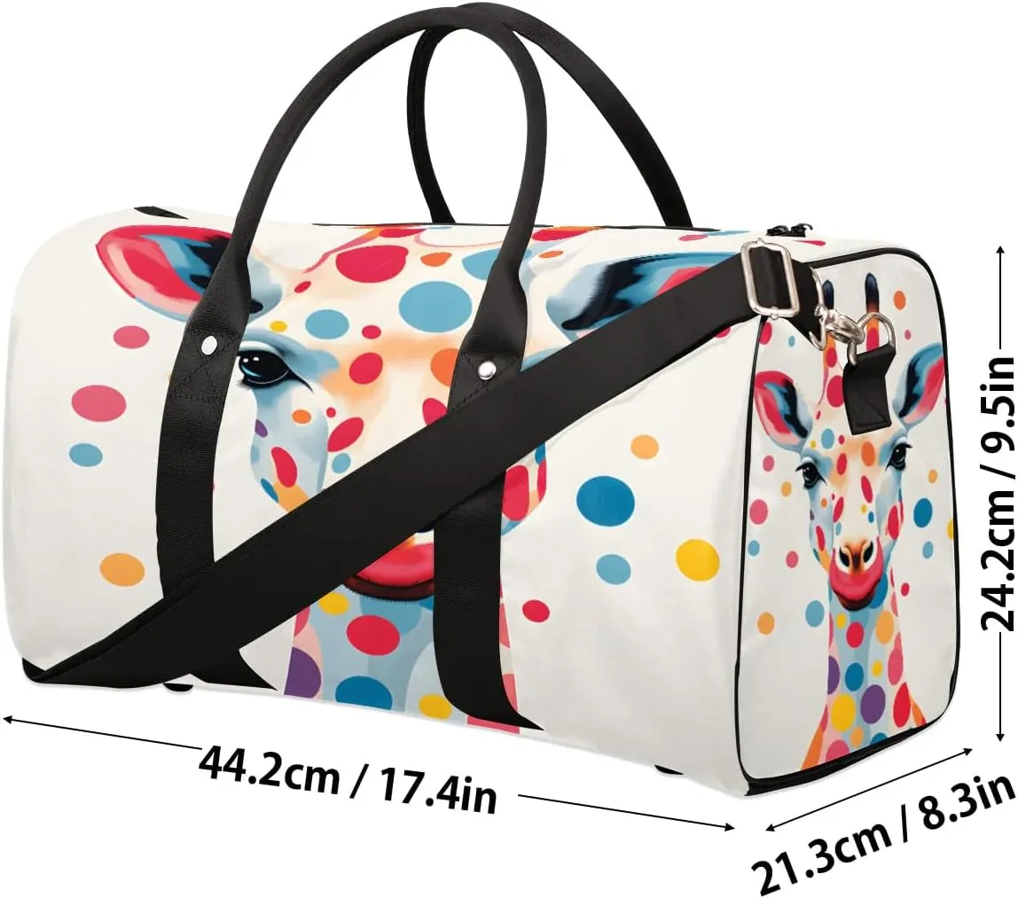 Watercolor Giraffe Travel Duffel Bag for Women Men Waterproof Foldable Overnight Weekender Bag Large Capacity Sports Gym Bag