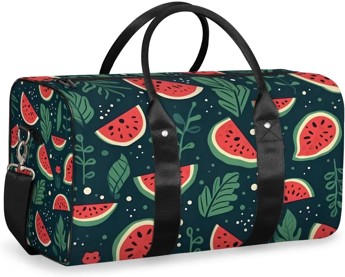 Watermelon Print Travel Duffel Bag for Women Men Waterproof Foldable Overnight Weekender Bag Large Capacity Sports Gym Bag
