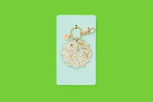 Waves Keychain Pearl   Gold Confetti