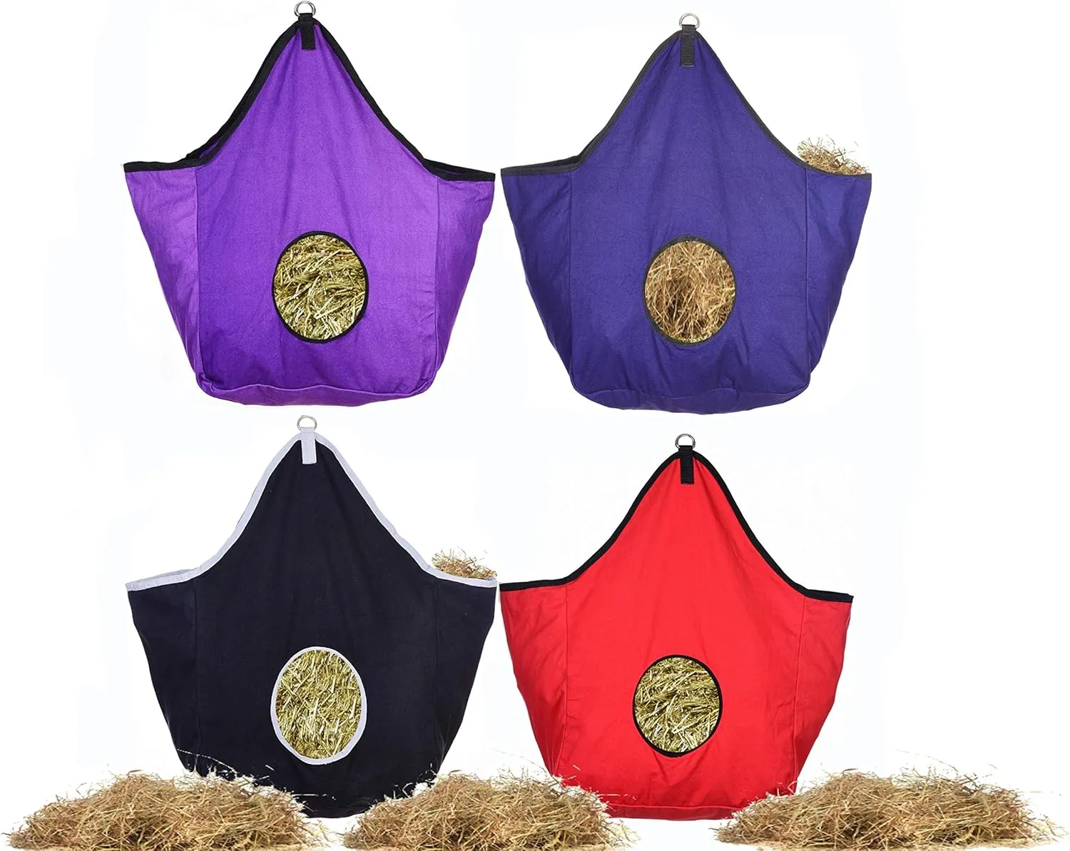 WESTRIDE Canvas Horse Hay Bag Heavy Duty Extra Wide Width 19" L x 19" H x 12W (Black)