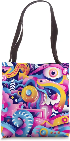 Whimsical Dizzy Abstract Kawaii Design Tote Bag