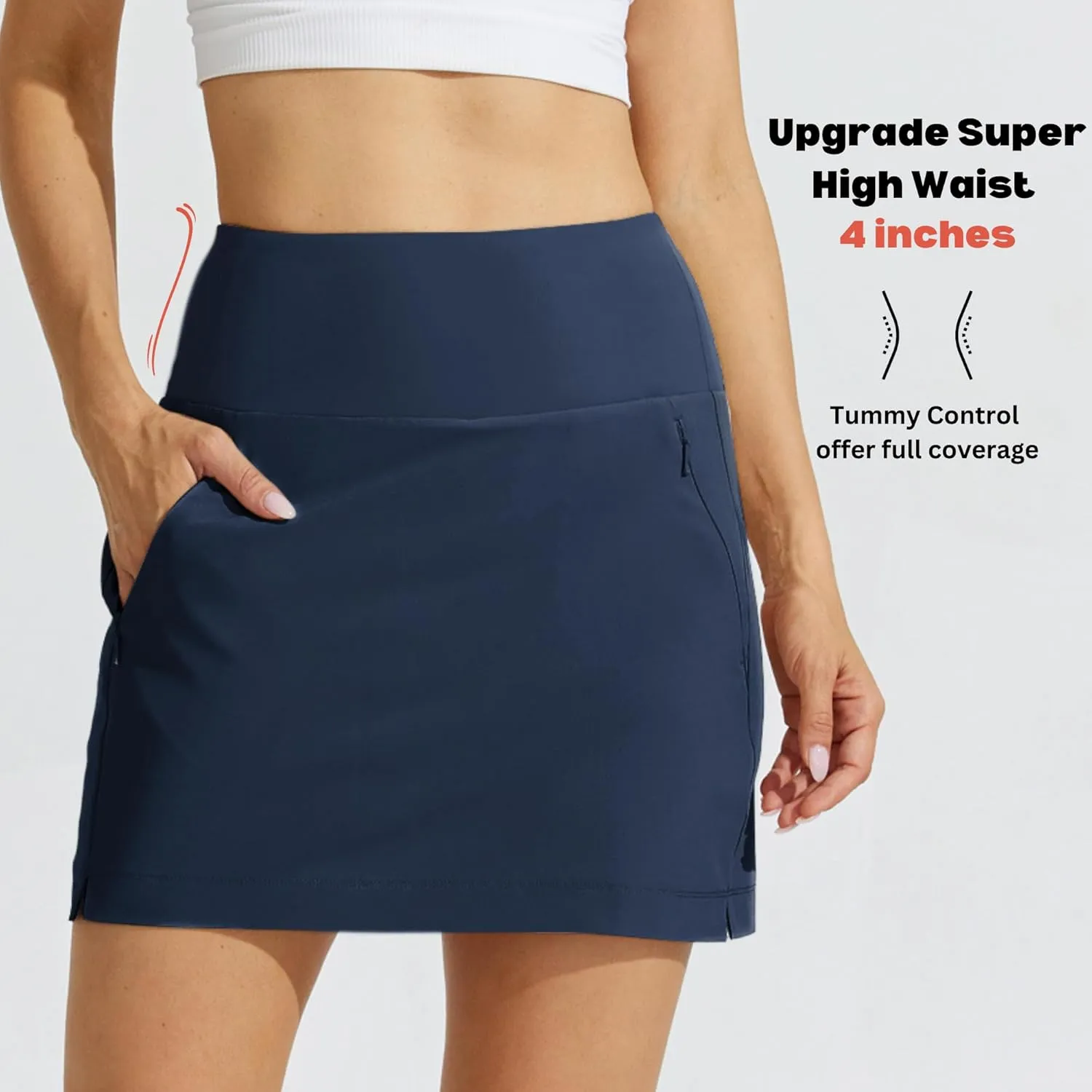 Willit Women's Golf Skirts Zipper Pockets High Waisted Stretchy Skorts Quick Dry Athletic Tennis Casual Skorts