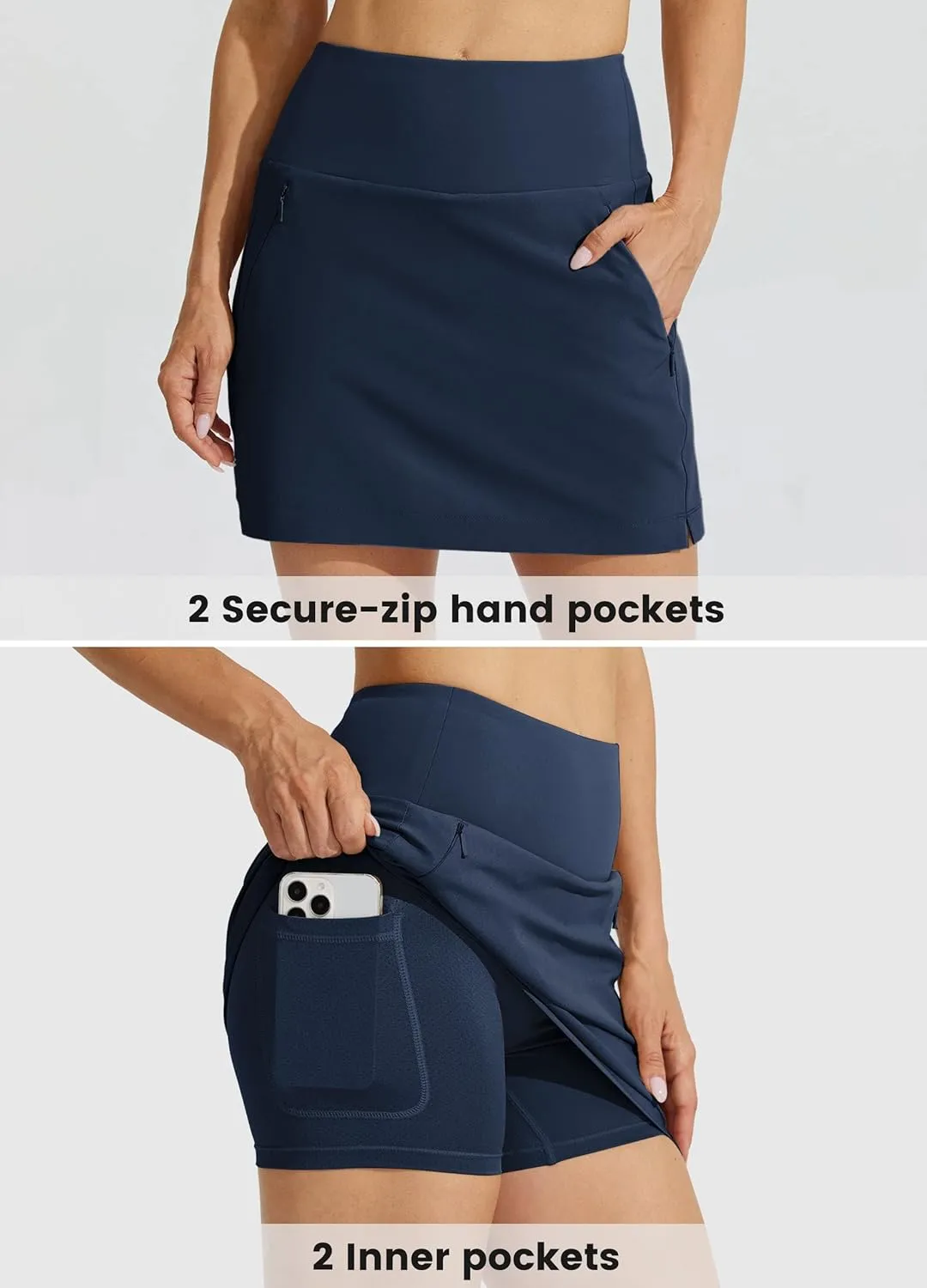 Willit Women's Golf Skirts Zipper Pockets High Waisted Stretchy Skorts Quick Dry Athletic Tennis Casual Skorts