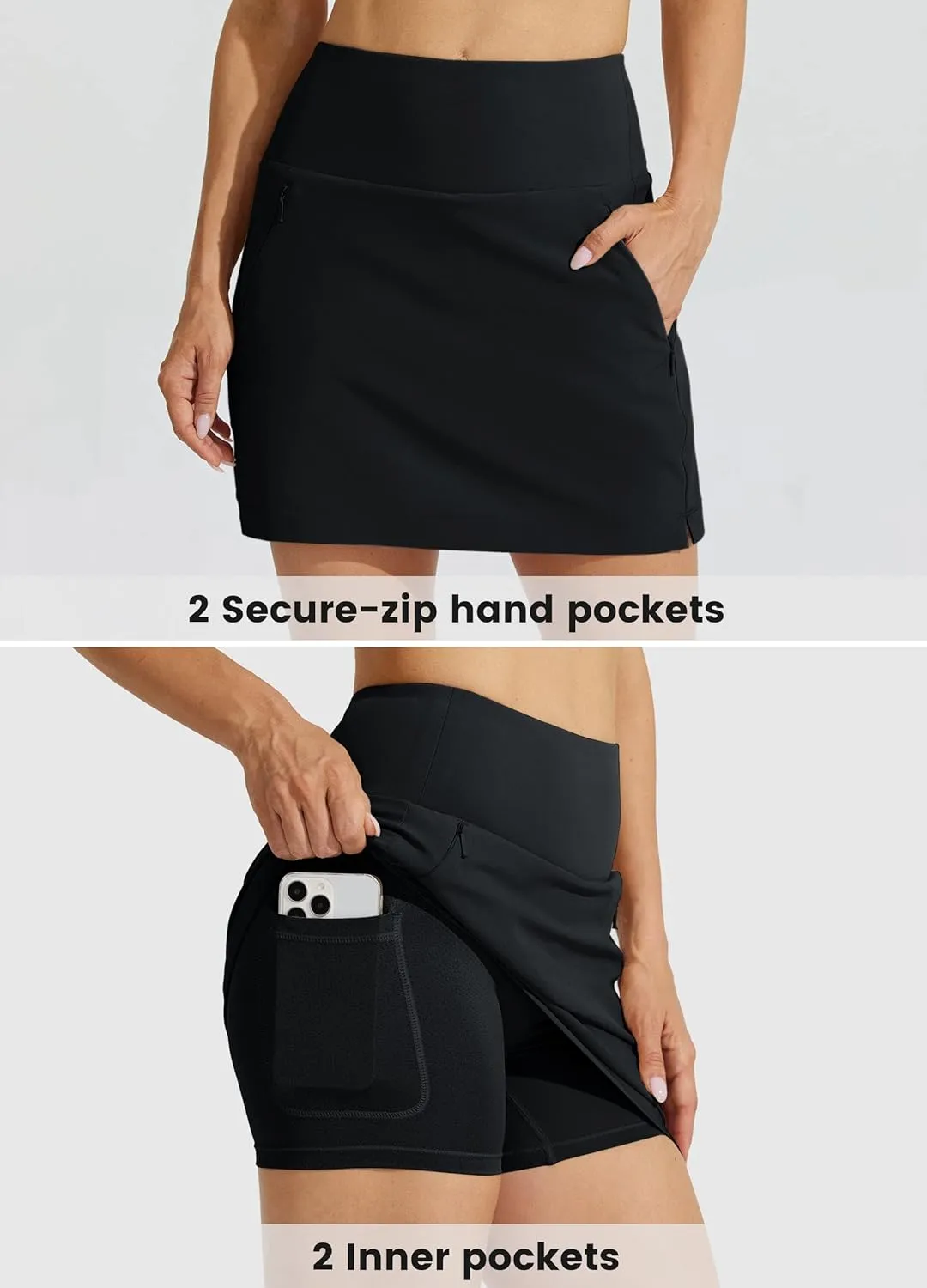 Willit Women's Golf Skirts Zipper Pockets High Waisted Stretchy Skorts Quick Dry Athletic Tennis Casual Skorts
