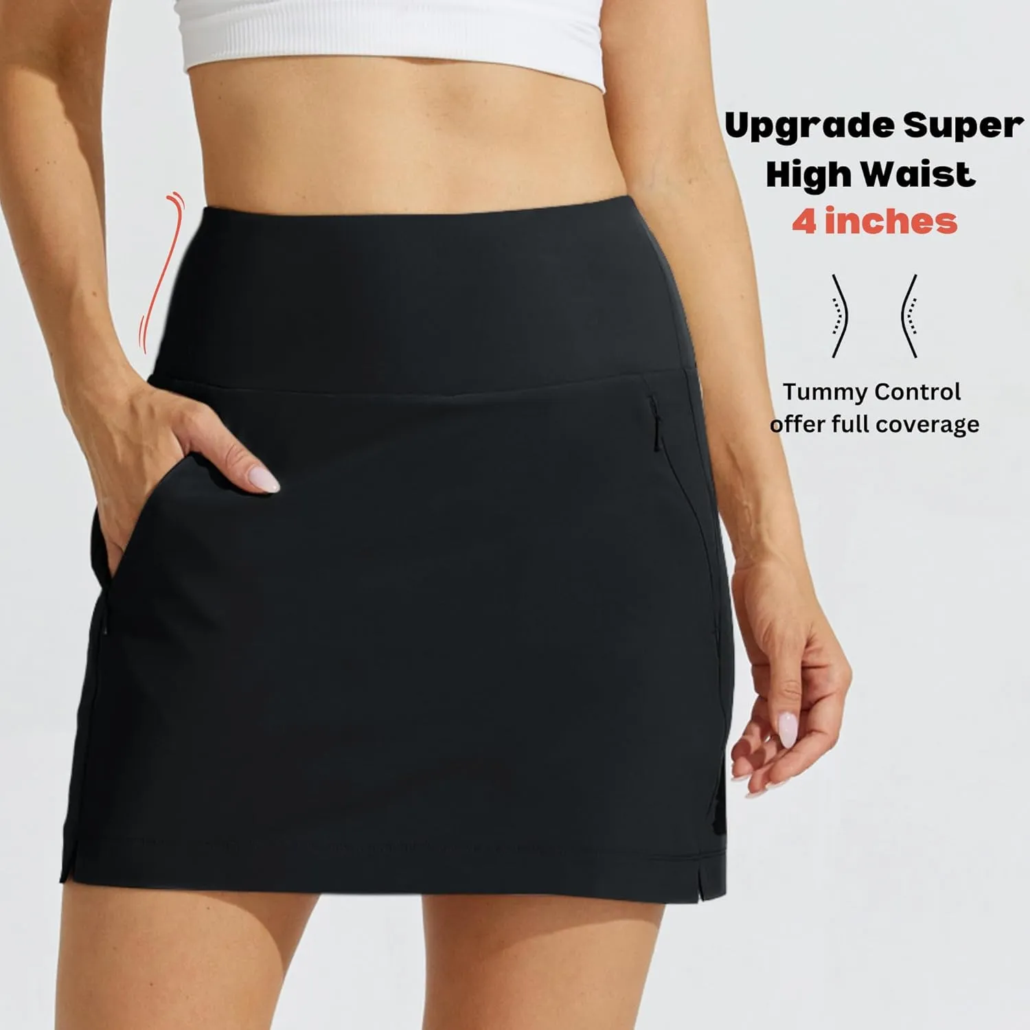 Willit Women's Golf Skirts Zipper Pockets High Waisted Stretchy Skorts Quick Dry Athletic Tennis Casual Skorts