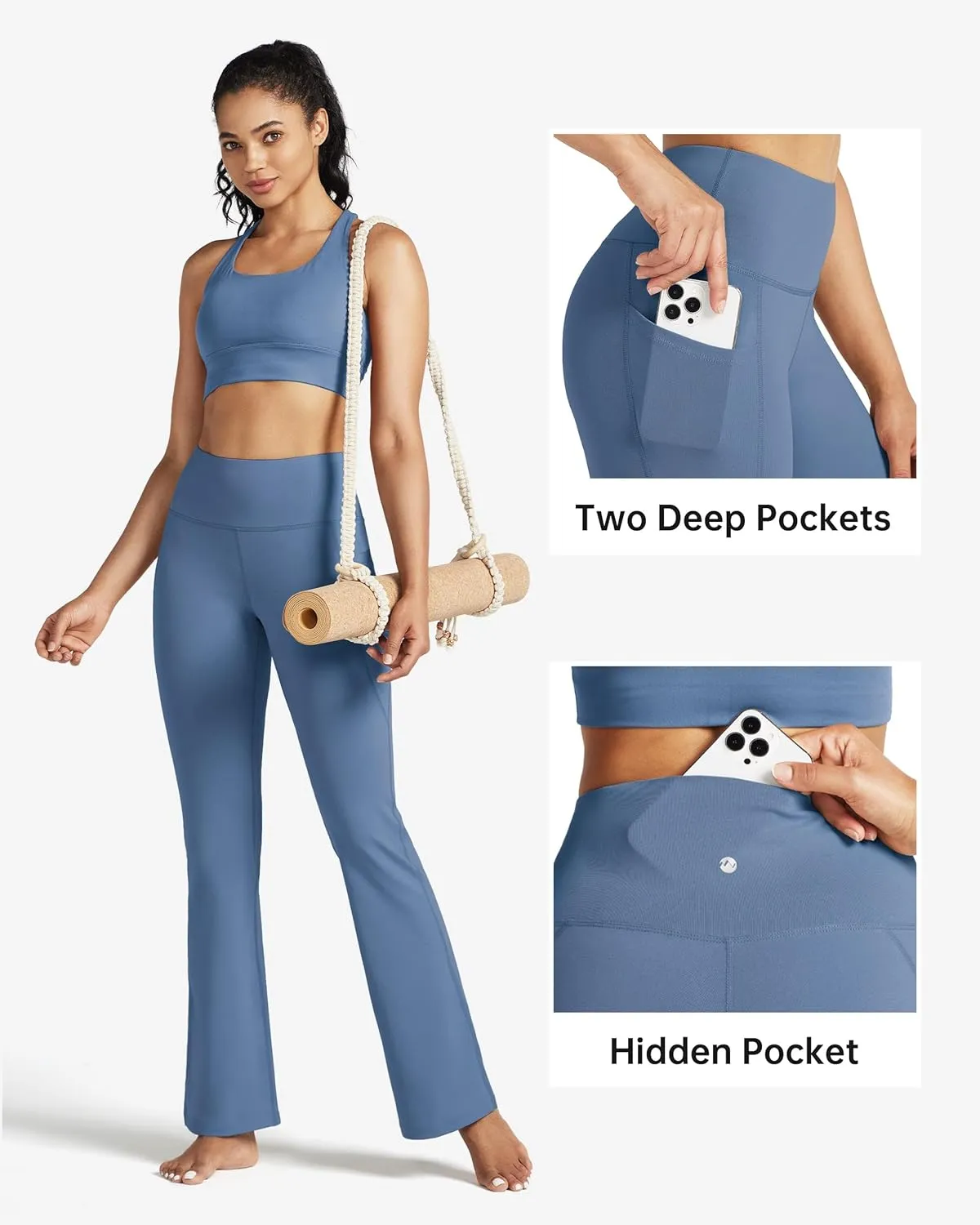 Willit Women's Yoga Pants 27"/29"/31"/33" Flare Leggings Bootcut High Waist Tummy Control Workout Pants with Pockets