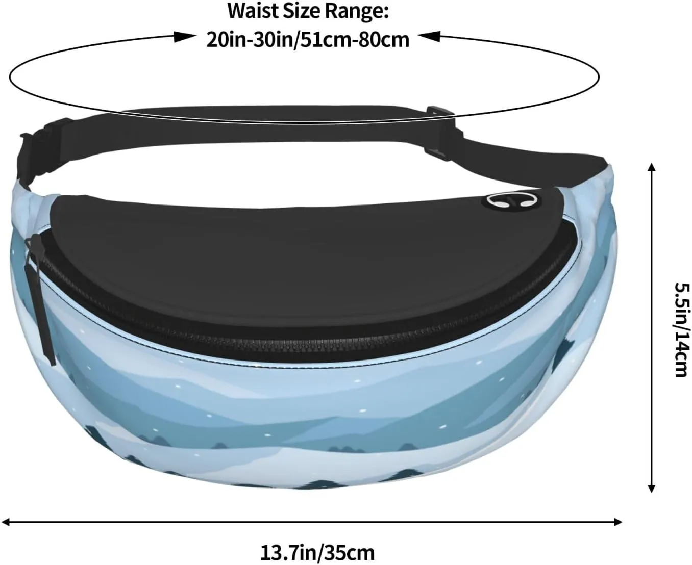 Winter Landscape Fanny Pack, Crossbody Waist Packs for Women Men Waist Bags with Adjustable Strap for Travel Running Hiking Sport