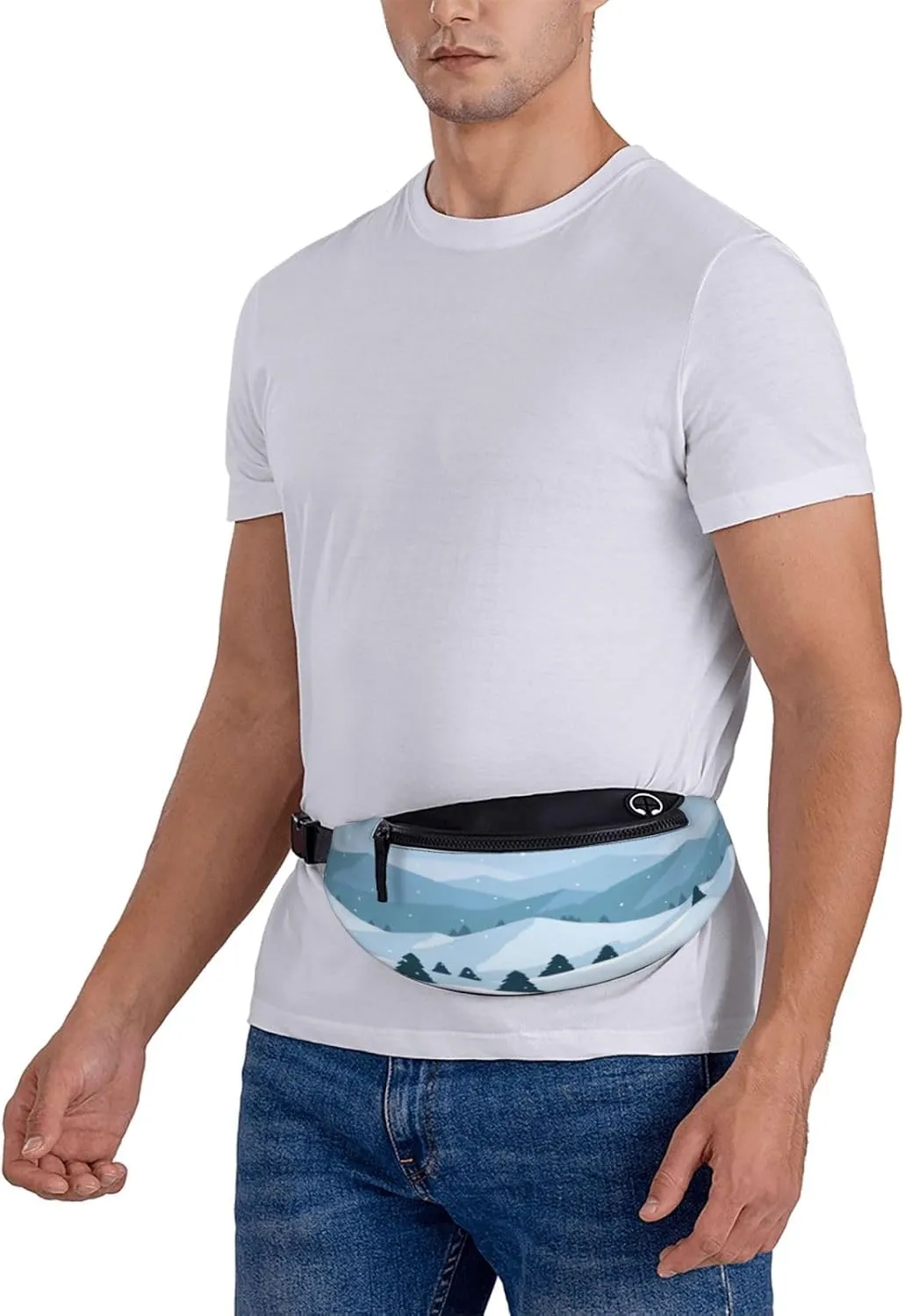 Winter Landscape Fanny Pack, Crossbody Waist Packs for Women Men Waist Bags with Adjustable Strap for Travel Running Hiking Sport