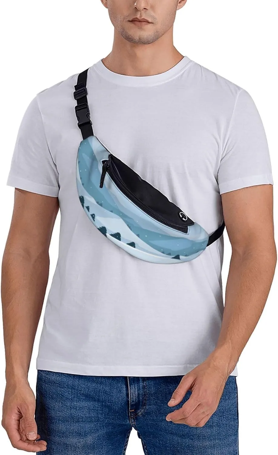 Winter Landscape Fanny Pack, Crossbody Waist Packs for Women Men Waist Bags with Adjustable Strap for Travel Running Hiking Sport