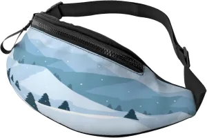 Winter Landscape Fanny Pack, Crossbody Waist Packs for Women Men Waist Bags with Adjustable Strap for Travel Running Hiking Sport
