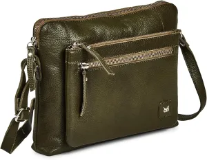 Wise Owl Accessories Small Soft Pebbled Real Leather Crossbody Handbags Purses Sling Crossover Shoulder Bag