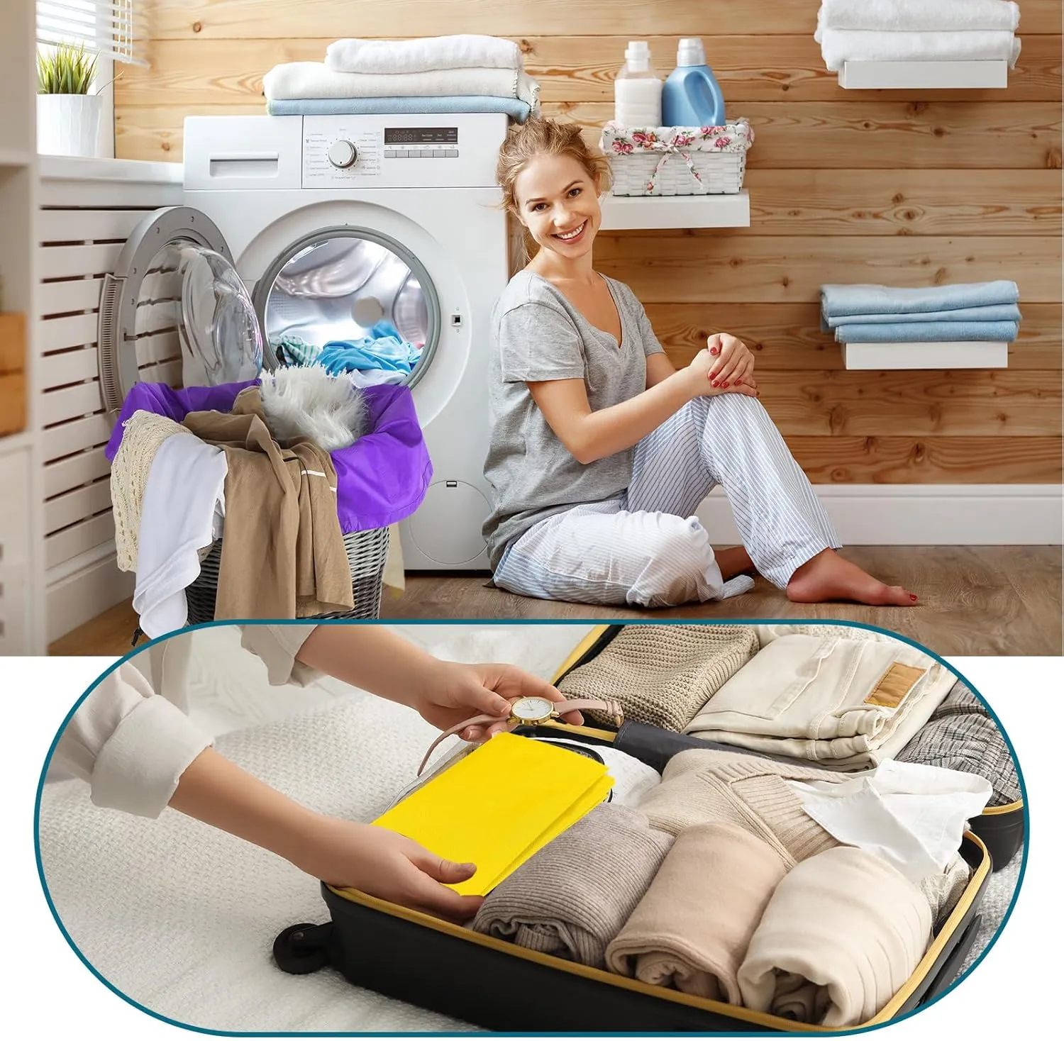 Woanger 12 Pack 28 x 45 Inch Extra Large Laundry Bags Bulk Washable Travel Laundry Bag with Drawstring Closure Large Dirty Clothes Organizer for College Dorm Home Hotel Camping(Bright Colors)