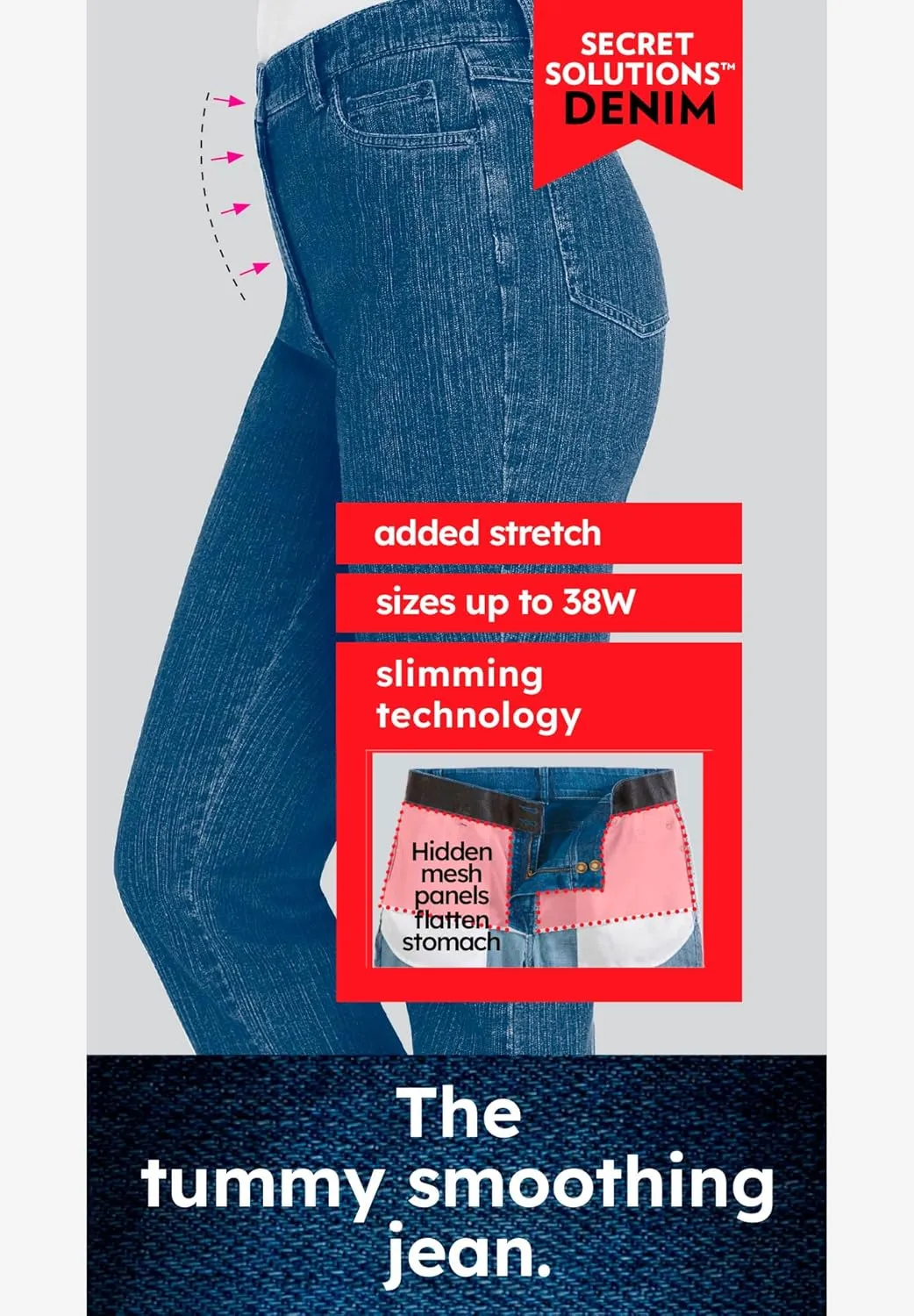 Woman Within Plus Size Secret Solutions; Tummy Smoothing Straight Leg Denim Jean
