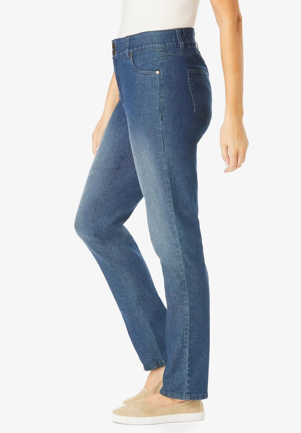 Woman Within Plus Size Secret Solutions; Tummy Smoothing Straight Leg Denim Jean