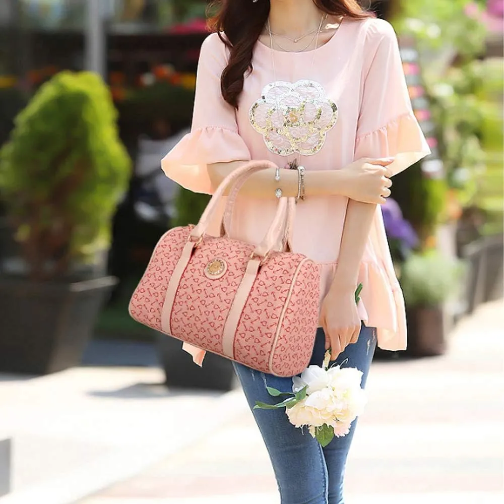 Women 6 Pcs Handbag Tote Stitching Shoulder Bag PU Top Handle Hobo Satchel Purse Clutch Wallet Key Holder