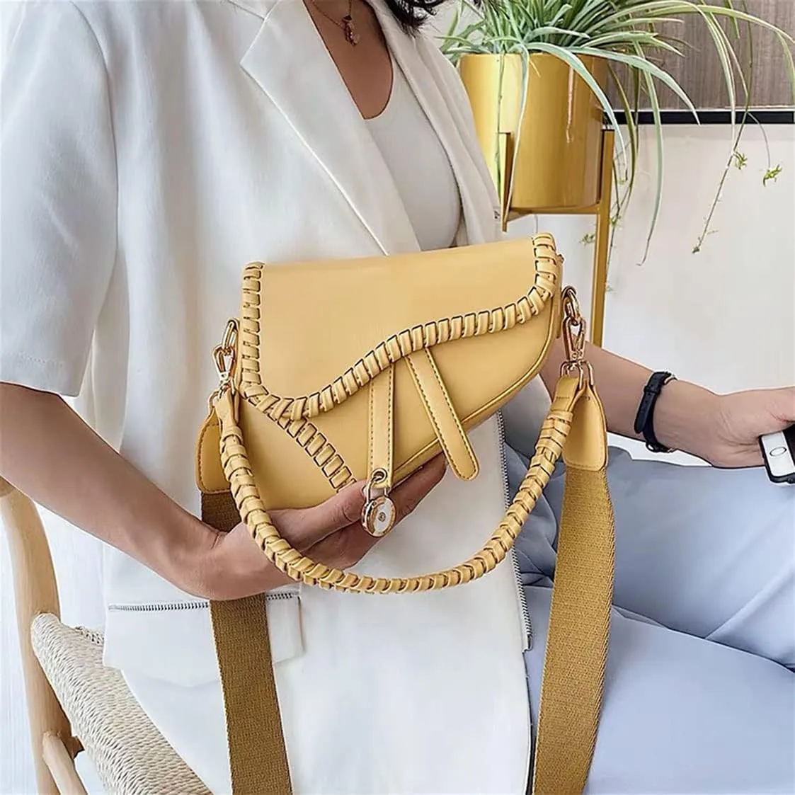 Women Cow Print Saddle Shoulder Bag Clutch Purse Underarm Handbag Satchel Zipper Crossbody Bag