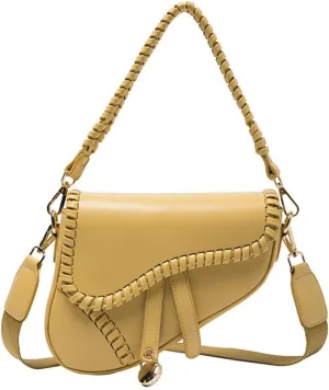 Women Cow Print Saddle Shoulder Bag Clutch Purse Underarm Handbag Satchel Zipper Crossbody Bag