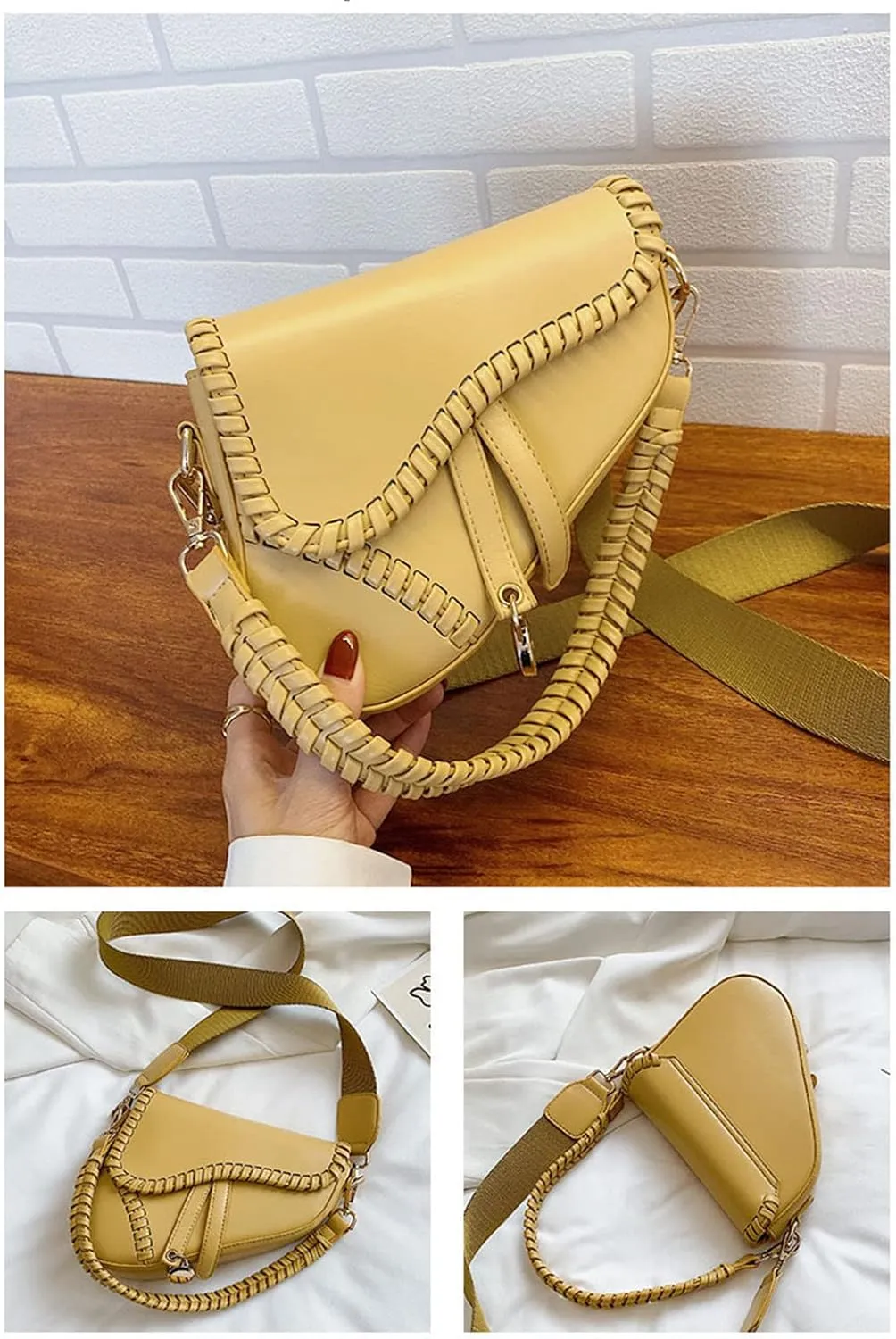 Women Cow Print Saddle Shoulder Bag Clutch Purse Underarm Handbag Satchel Zipper Crossbody Bag
