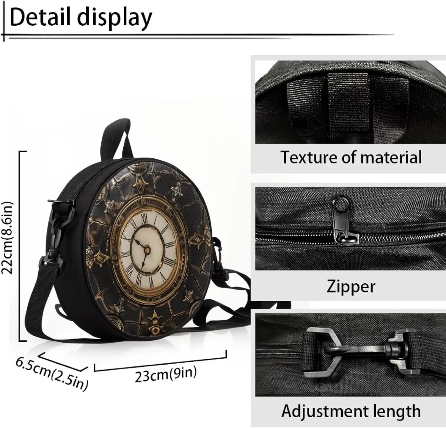 Women Crossbody Bag, Soft Light Round Shoulder Bag, Durable Round Satchel Bag with Zipper for Work Shopping