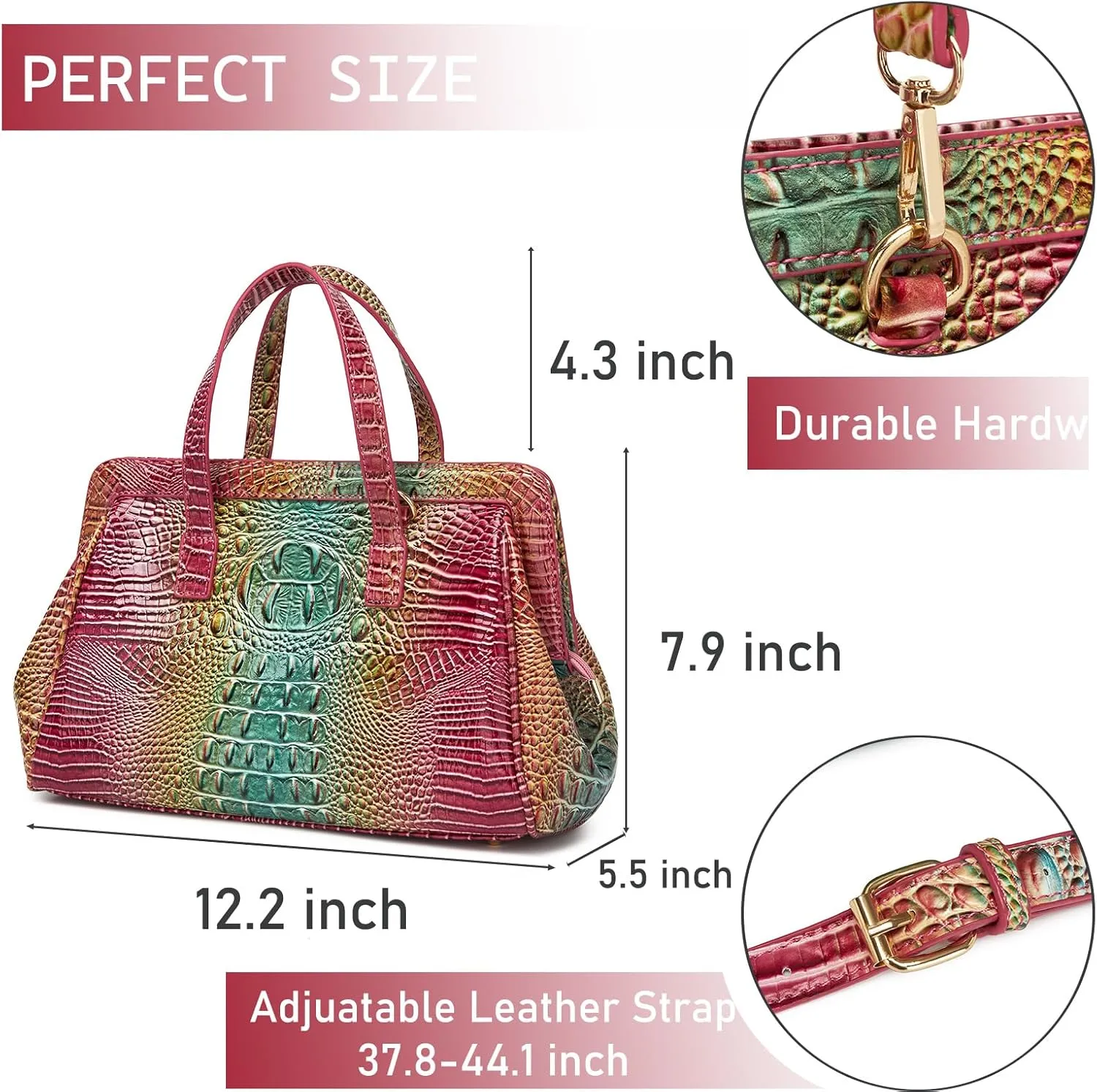 Women Fashion Crocodile Print Handbag Shoulder Satchel Top Handle Crossbody Bag