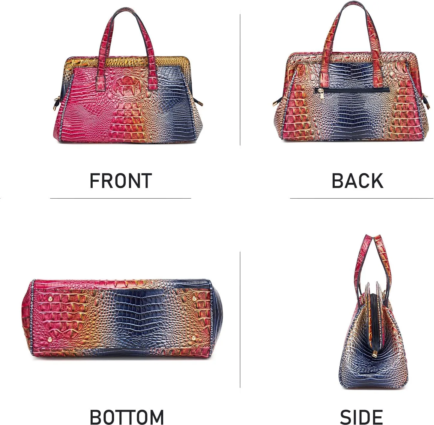 Women Fashion Crocodile Print Handbag Shoulder Satchel Top Handle Crossbody Bag